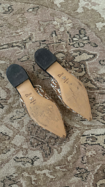 Christian Dior J’Adior Slingback Flats – Brown Monogram (Size 38)