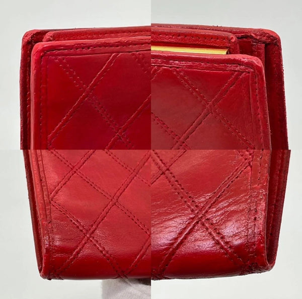 Vintage CHANEL Red Lambskin Quilted Wallet