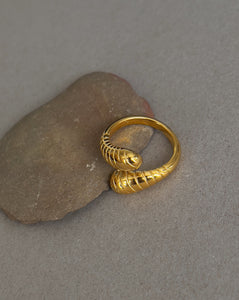 Johanna Ribbed Adjustable Ring -24k Gold