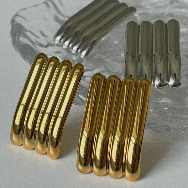 Ribbed Vintage Earrings - Sterling Silver