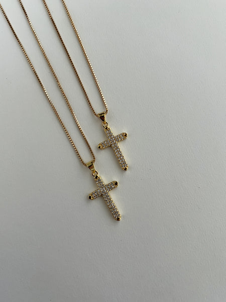 Maria Dainty Cross Necklace (24k Gold)