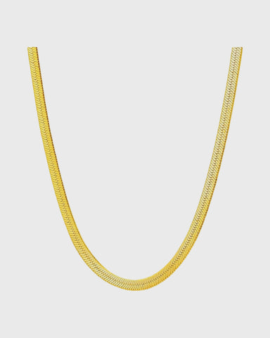 OG 5mm Herringbone Chain Necklace -24k Gold