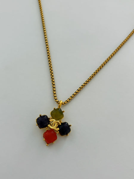 Chanel Charm Vintage Refurbished Designer Pendant Button necklace