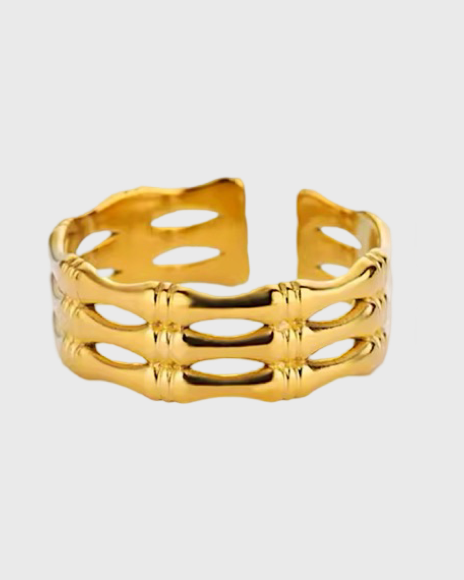 Multi Ribbed Adjustable Ring- 24K Gold