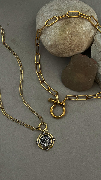 REVERSIBLE + REMOVABLE COIN Willa Coin Necklace -24k Gold