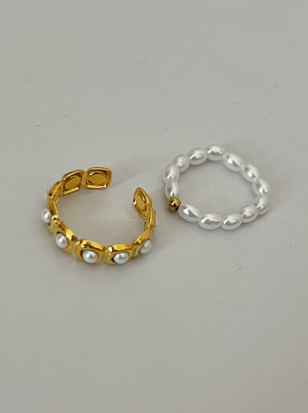 PRE- ORDER - SET OF 2 Pearl Adjustable Rings