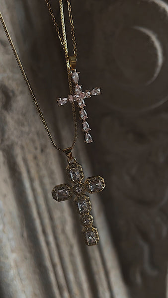 Geneva Cross Necklace (24k Gold)