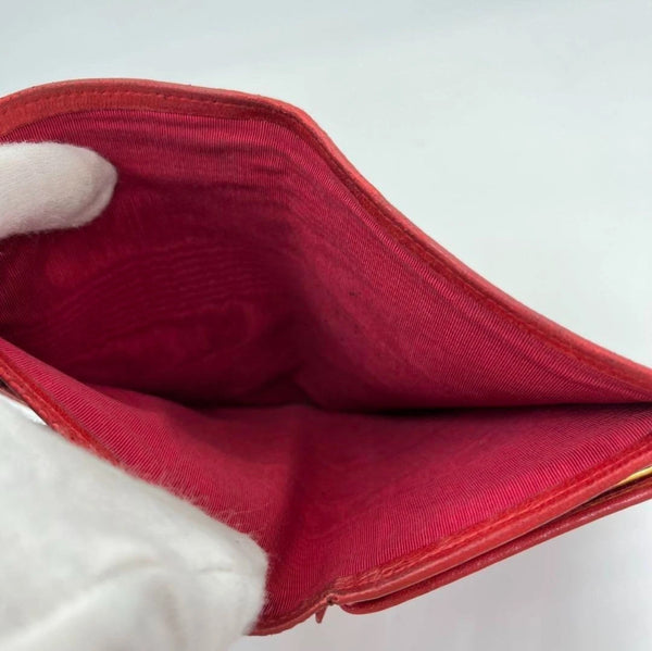 Vintage CHANEL Red Lambskin Quilted Wallet