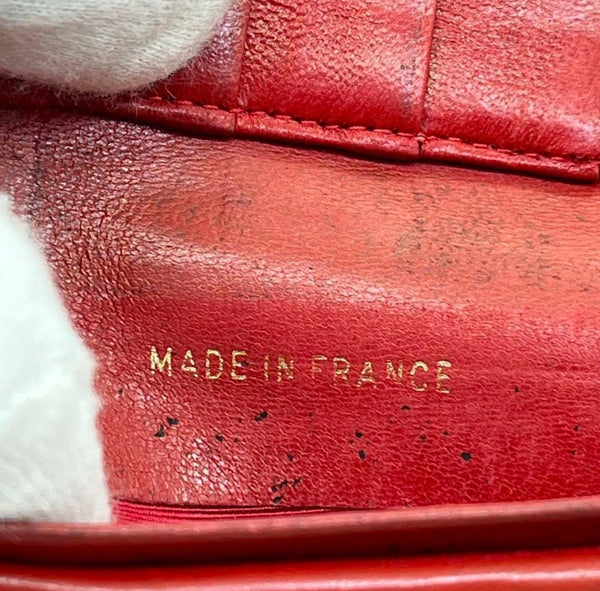 Vintage CHANEL Red Lambskin Quilted Wallet