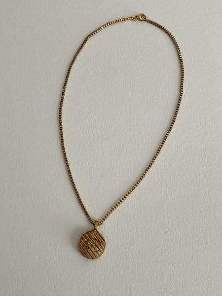 Chanel Button Vintage Refurbished Designer Pendant Button necklace