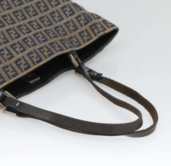 Vintage Fendi Zucchino Canvas Tote — Navy & Silver