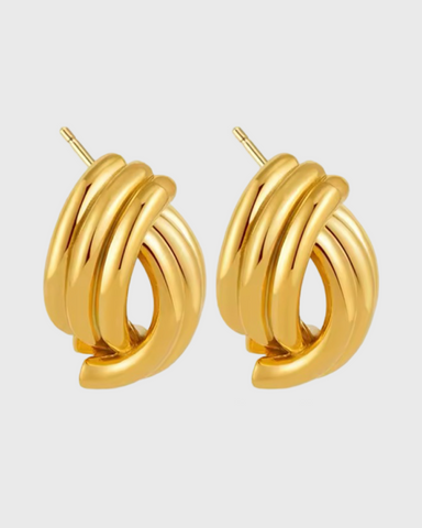 Vintage Knot Gold Earrings - 24K Gold