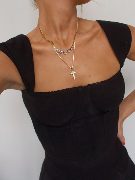 Maria Dainty Cross Necklace (24k Gold)