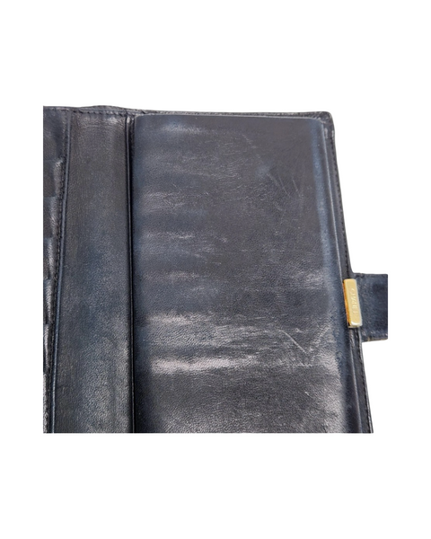 Chanel Black & Beige Caviar  Quilted Leather Long Wallet – Silver CC Logo