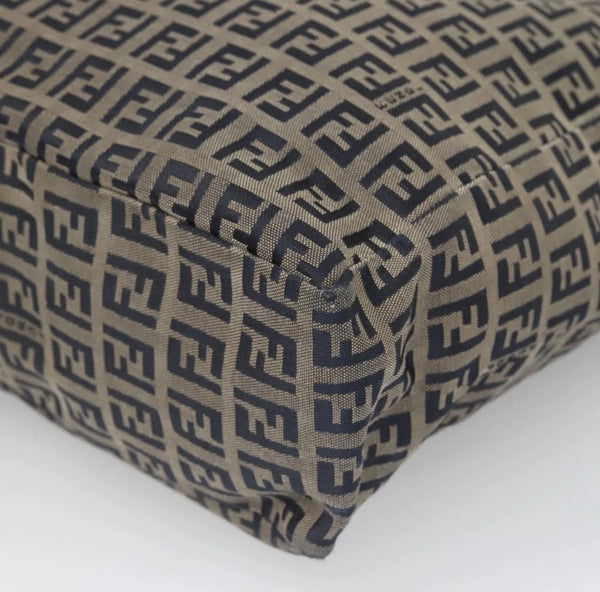 Vintage Fendi Zucchino Canvas Tote — Navy & Silver