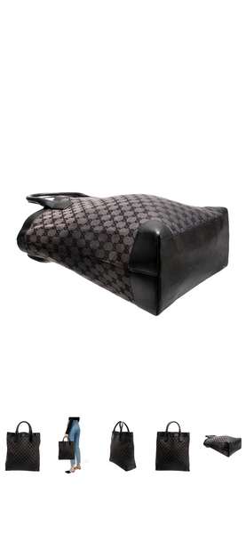 Vintage Gucci GG Monogram Tote — Black Leather & Canvas