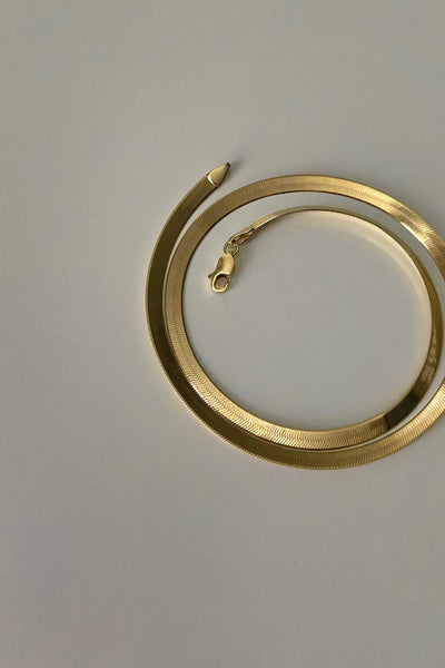 OG 5mm Herringbone Chain Necklace -24k Gold