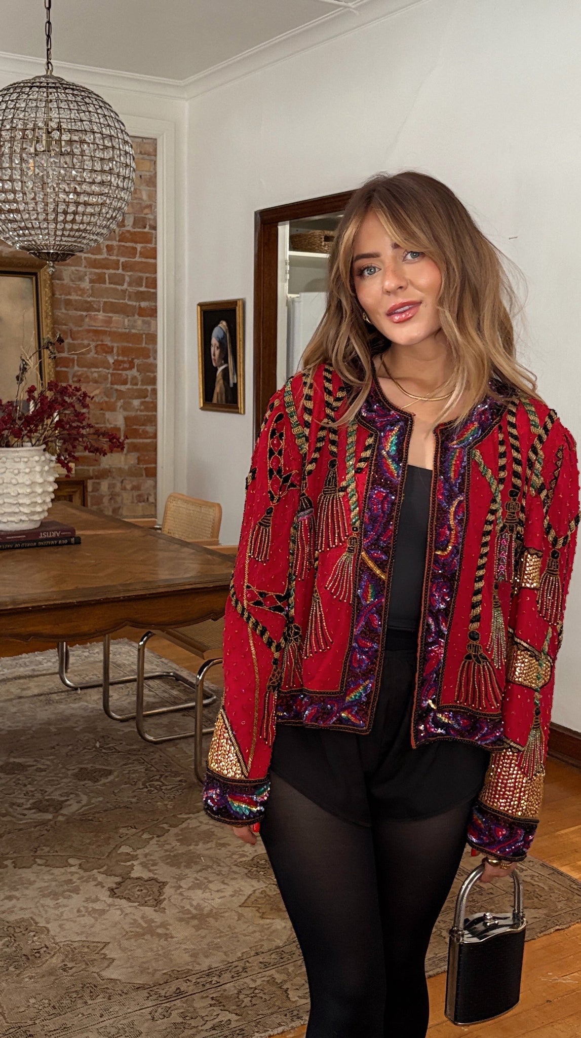 Vintage Holiday Embroidered Beaded Jacket