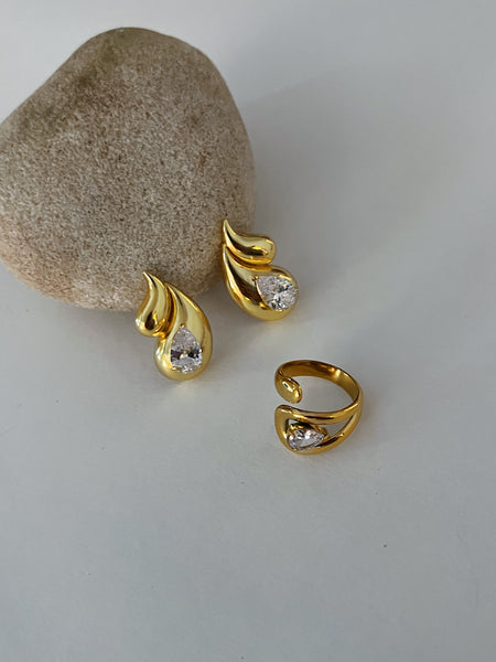 Holiday Stone Earrings -24k Gold