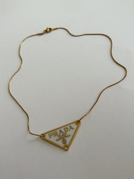 PRADA Charm Vintage Refurbished Designer Pendant Button necklace
