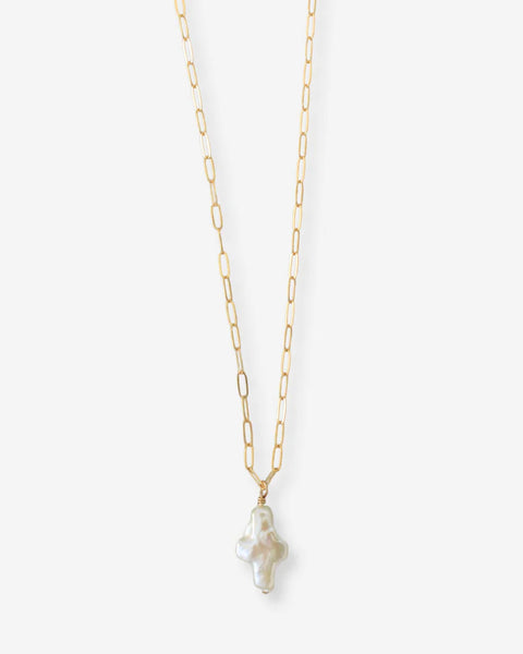 Pearl Cross Pendant -24K Gold