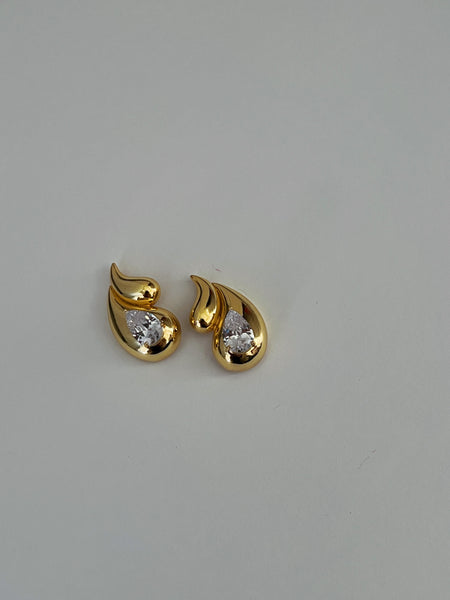 Holiday Stone Earrings -24k Gold