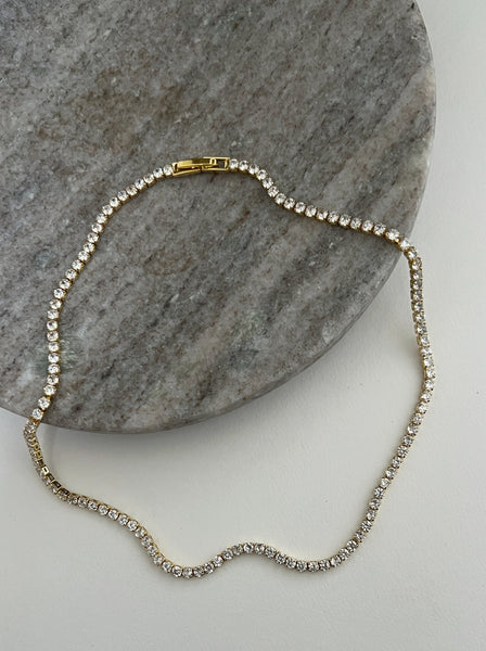 Tennis Necklace-24K Gold