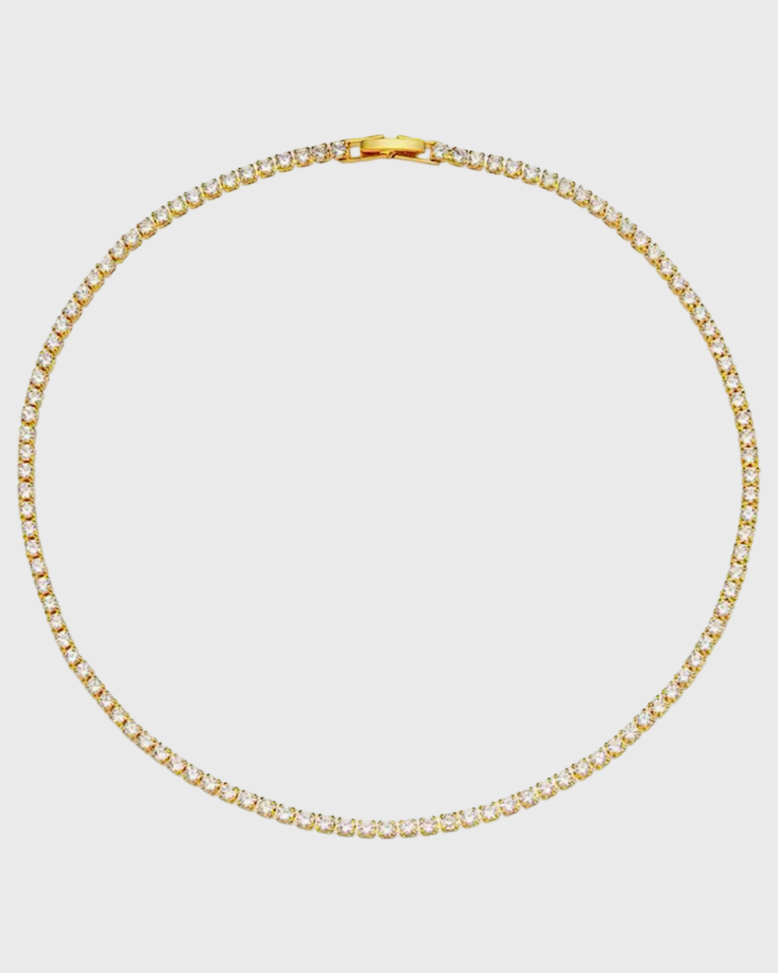 Tennis Necklace-24K Gold