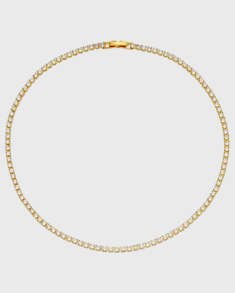 Tennis Necklace-24K Gold