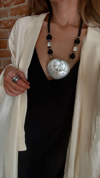 VintageBeaded Shell  Tribal Necklace