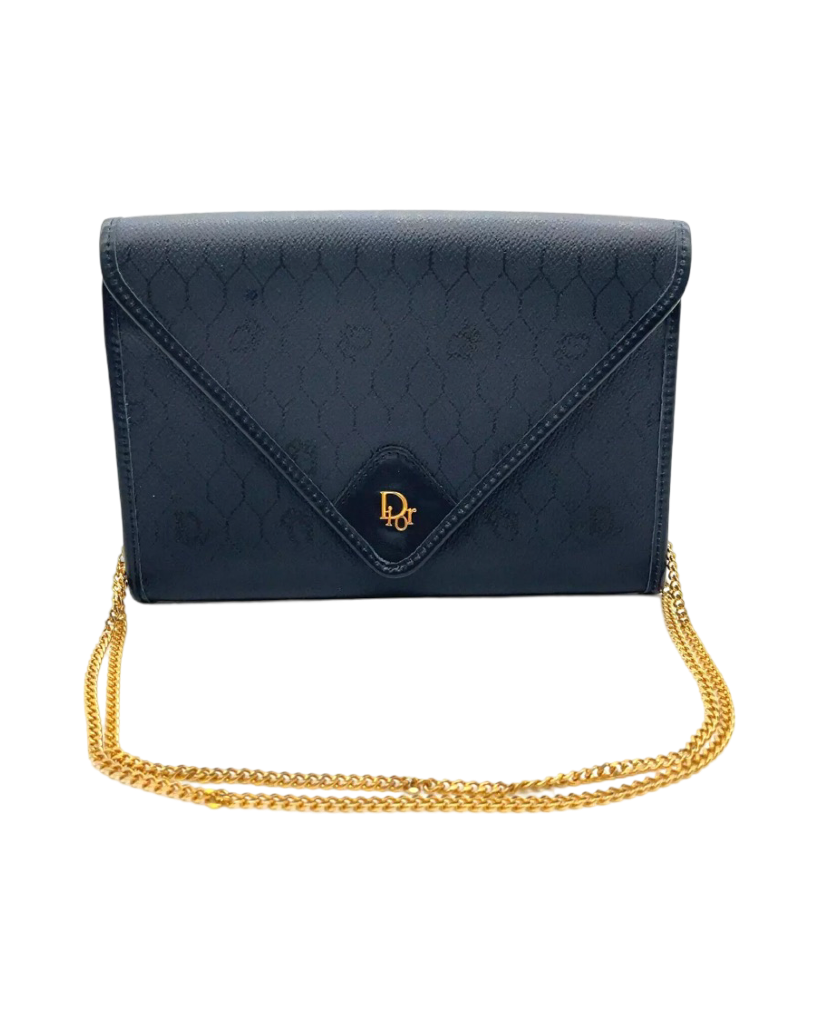 Christian Dior Honeycomb  Leather Chain Navy Shoulder Bag