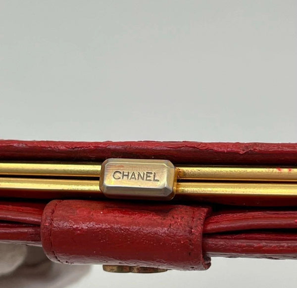 Vintage CHANEL Red Lambskin Quilted Wallet