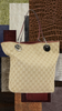 Vintage Gucci Canvas Tote — Beige, Silver & Red