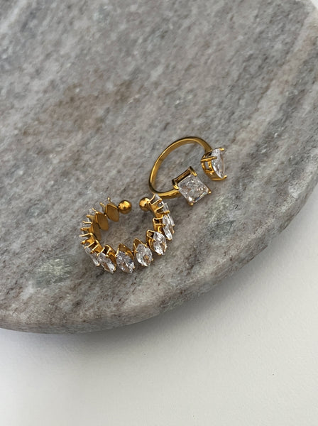 Multi Stone Adjustable Ring 24K Gold