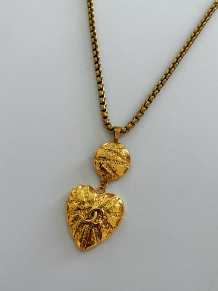 Chanel Charm Vintage Refurbished Designer Pendant Button necklace