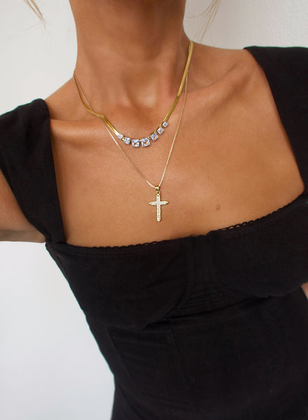 Maria Dainty Cross Necklace (24k Gold)