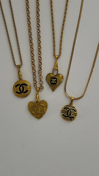 Chanel Button Vintage Refurbished Designer Pendant Button necklace