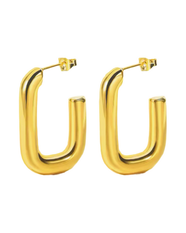 Modern Square Hoops -24k Gold