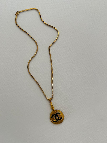 Chanel Button Vintage Refurbished Designer Pendant Button necklace