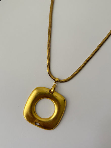 Refurbished Ferragamo Belt Pendant Necklace -24K Gold