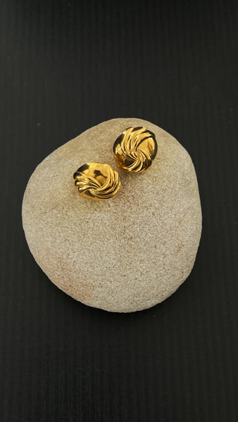 Button Vintage Gold Earrings - Sterling Silver