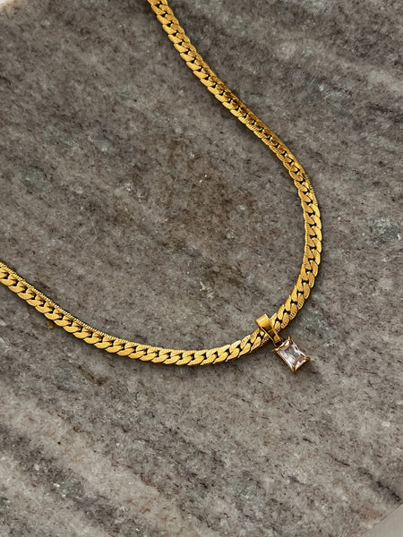 Holiday Dainty Stone Pendant -24k Gold