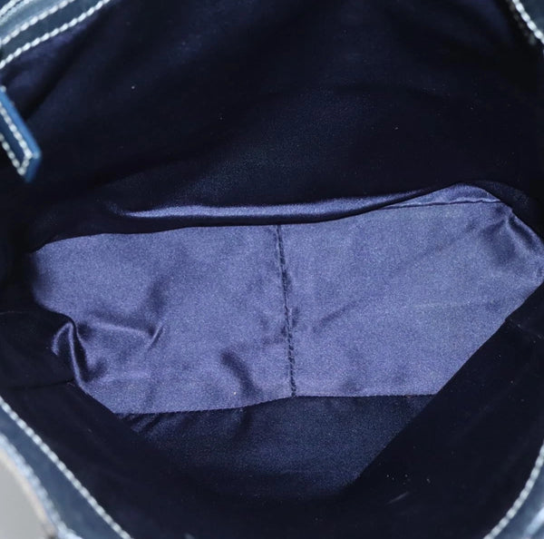 Vintage Fendi Zucchino Canvas Tote — Navy & Silver