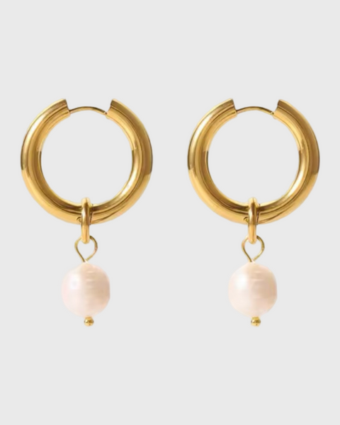 Pearly Vintage Gold Earrings - Sterling Silver