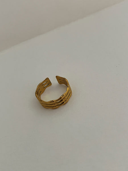 Multi Ribbed Adjustable Ring- 24K Gold