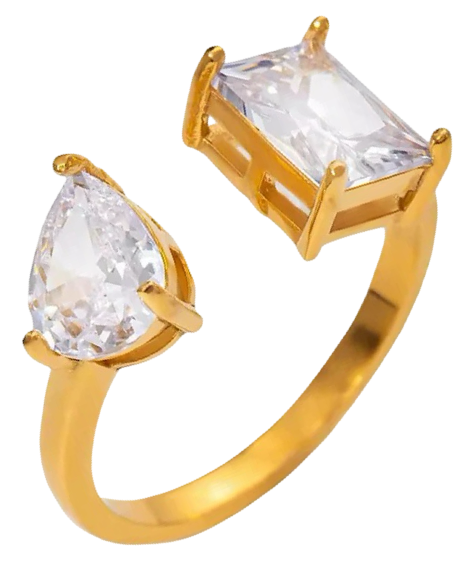 2 Stone Adjustable Ring 24K Gold
