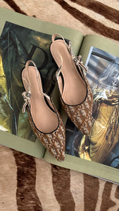 Christian Dior J’Adior Slingback Flats – Brown Monogram (Size 38)