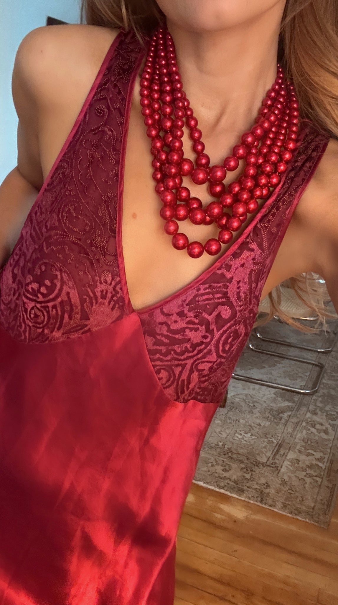 Red Beaded Vintage Multi Layers Necklace