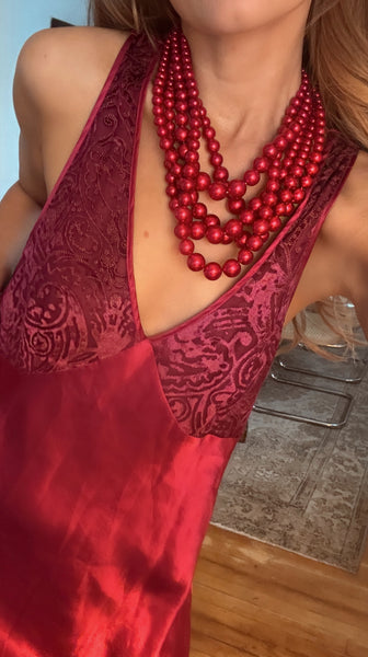 Red Beaded Vintage Multi Layers Necklace