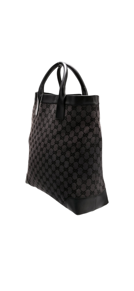 Vintage Gucci GG Monogram Tote — Black Leather & Canvas